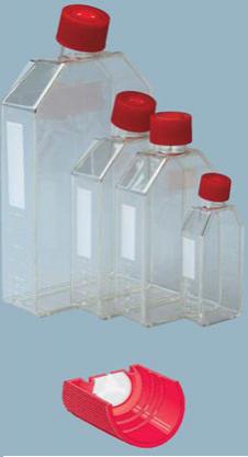 Флаконы для клеточных культур с красной крышкой, с вентиляцией и без нее