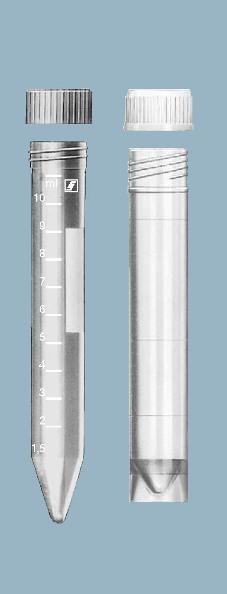 Пробирки с коническим дном, резьбовая крышка, градуировка и место для записи