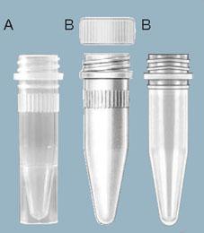 Микропробирки 1,5 мл с «юбкой устойчивости» (А) и без «юбки-устойчивости» (В), крышка нейтрального цвета